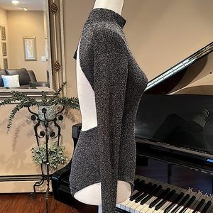NWT Silver and Black Metallic Backless Bodysuit